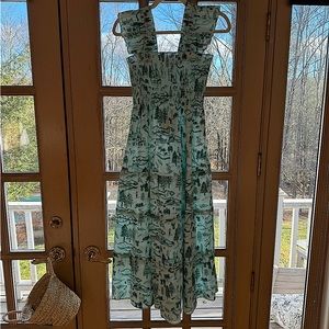 Hill House Ellie nap dress in green Ski Chalet toille